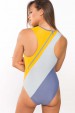 One piece swimsuit with diagonal stripes