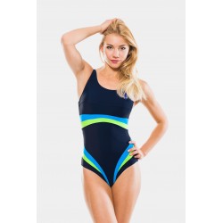 2431/15 One piece swimwear with colorful stripes
