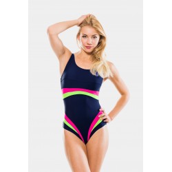 2431/18 One piece swimwear with colorful stripes